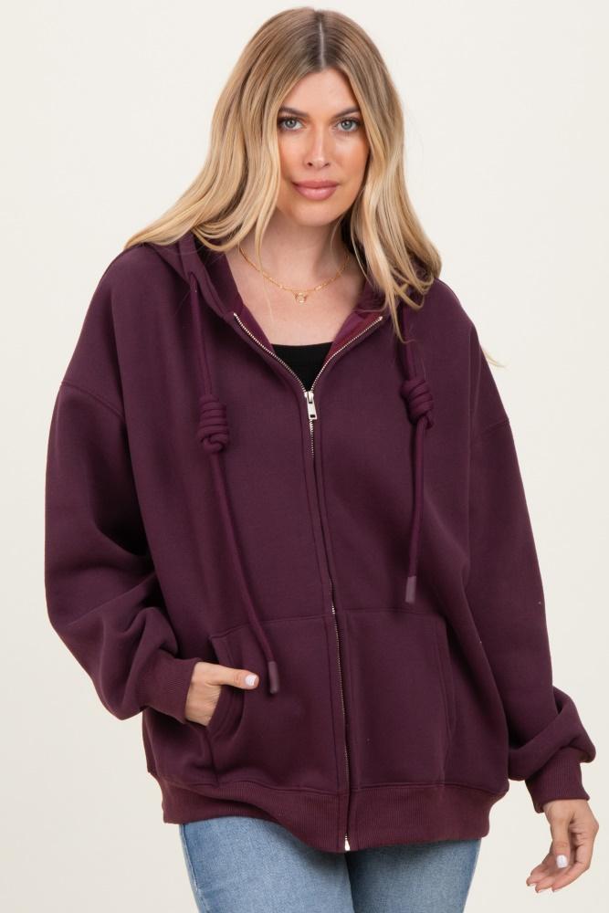 burgundy oversized zip up hoodie