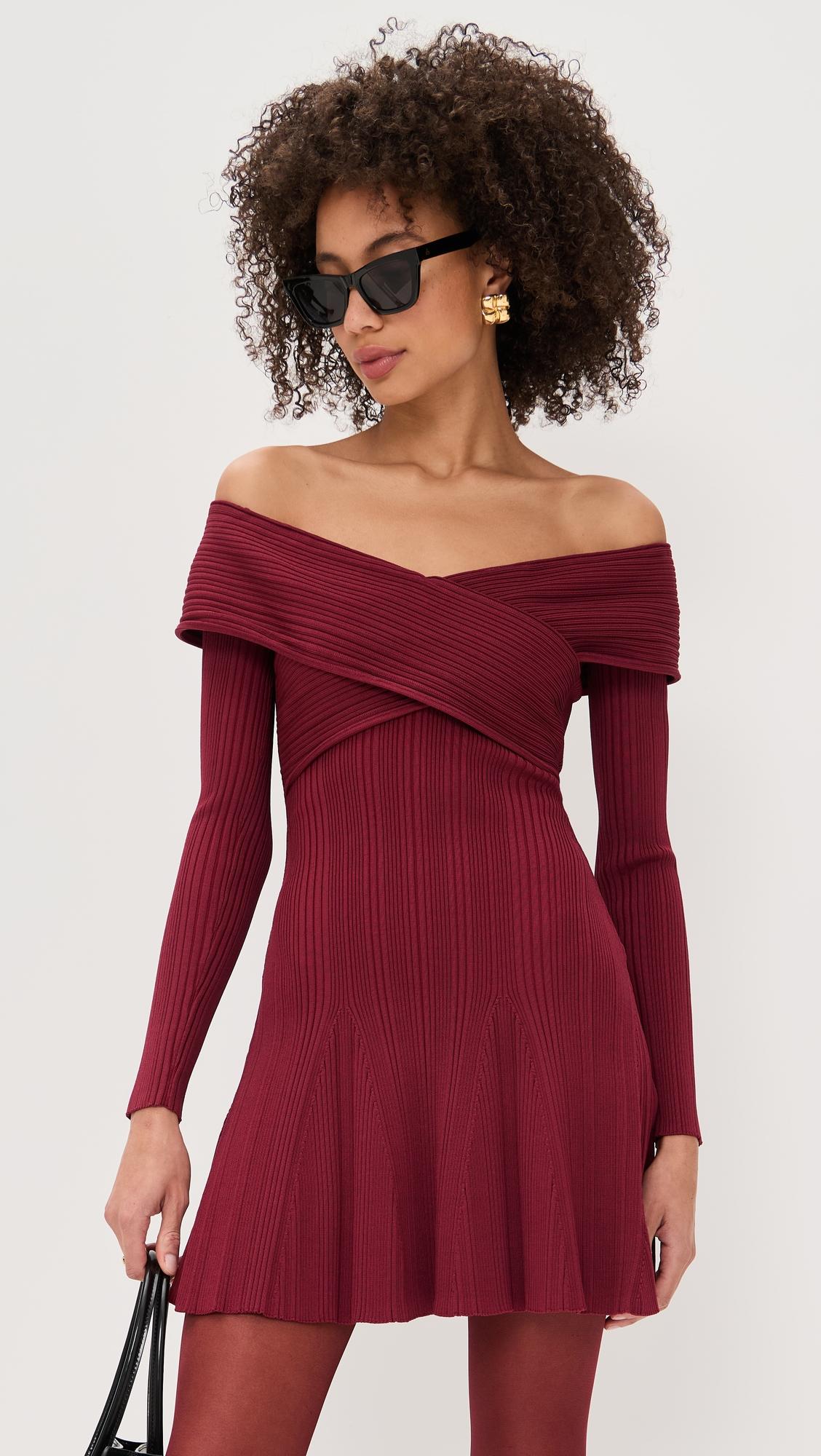 burgundy viscose knit mini dress