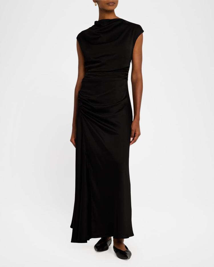 burke sleeveless draped maxi dress