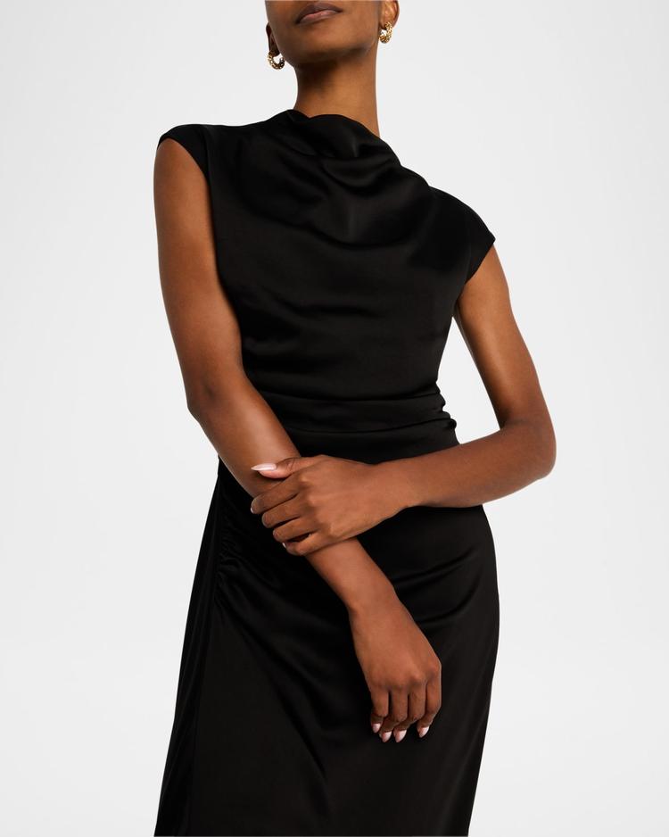 burke sleeveless draped maxi dress