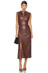 burke sleeveless draped midi dress