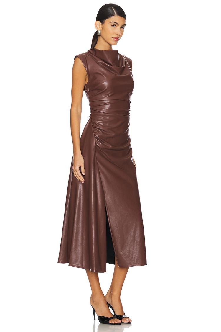 burke sleeveless draped midi dress