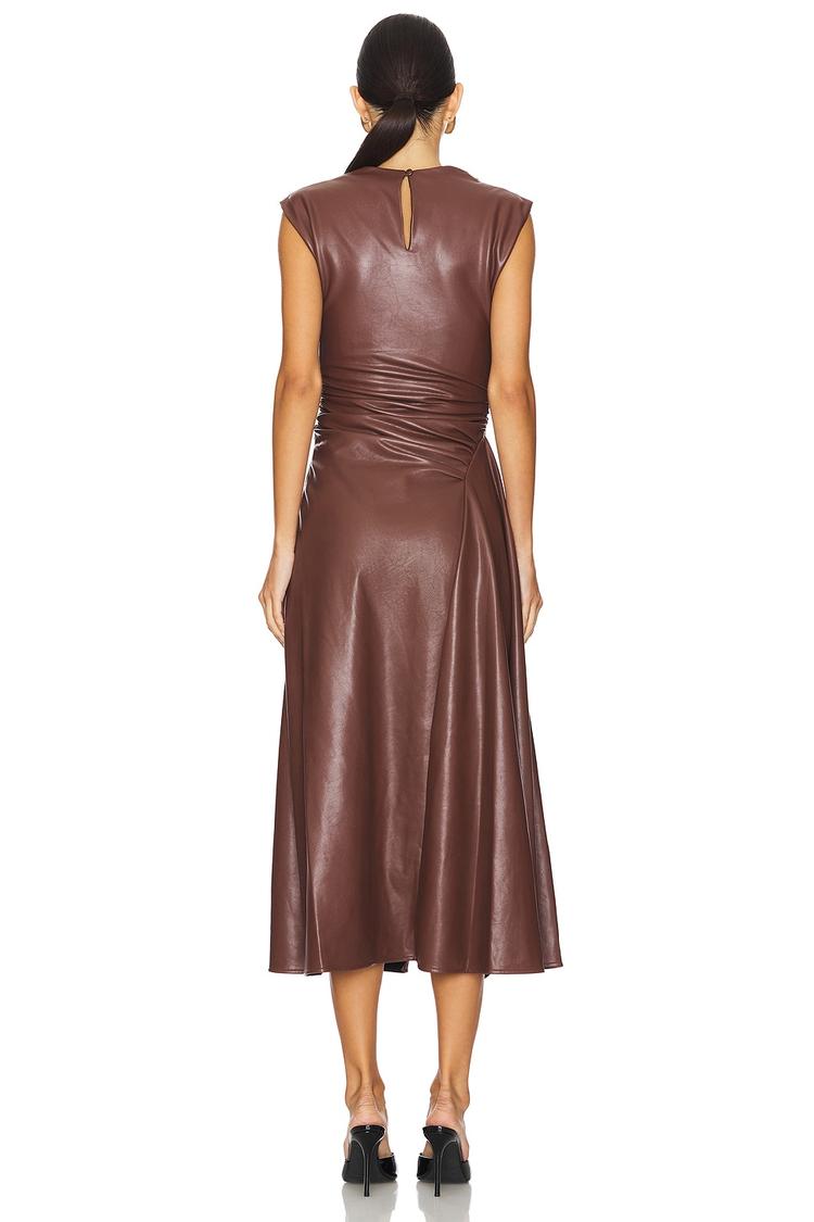 burke sleeveless draped midi dress