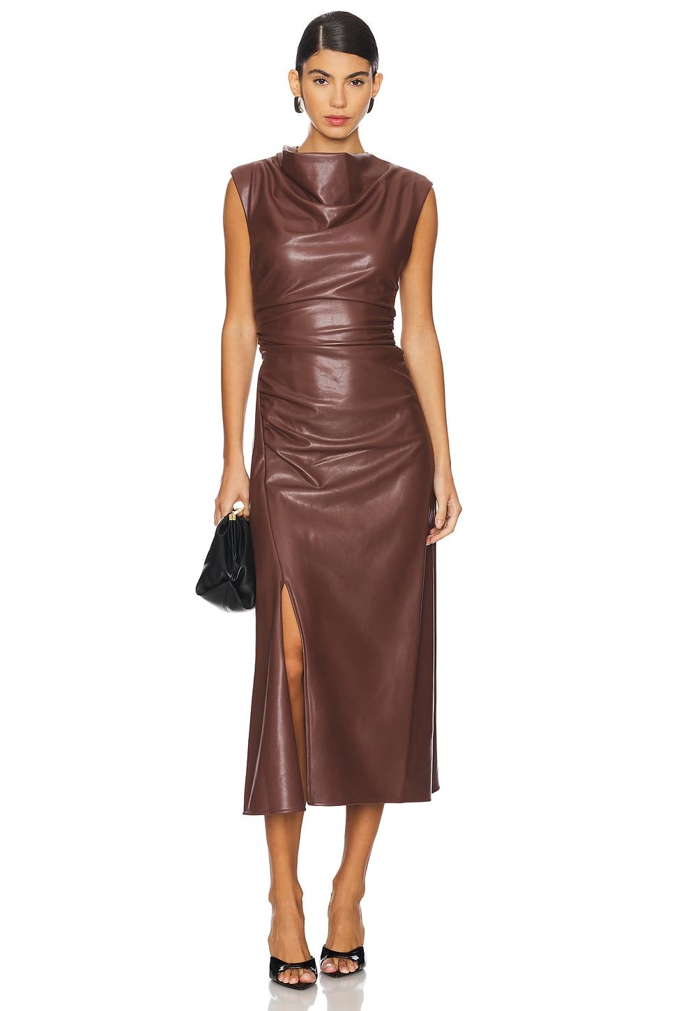 burke sleeveless draped midi dress
