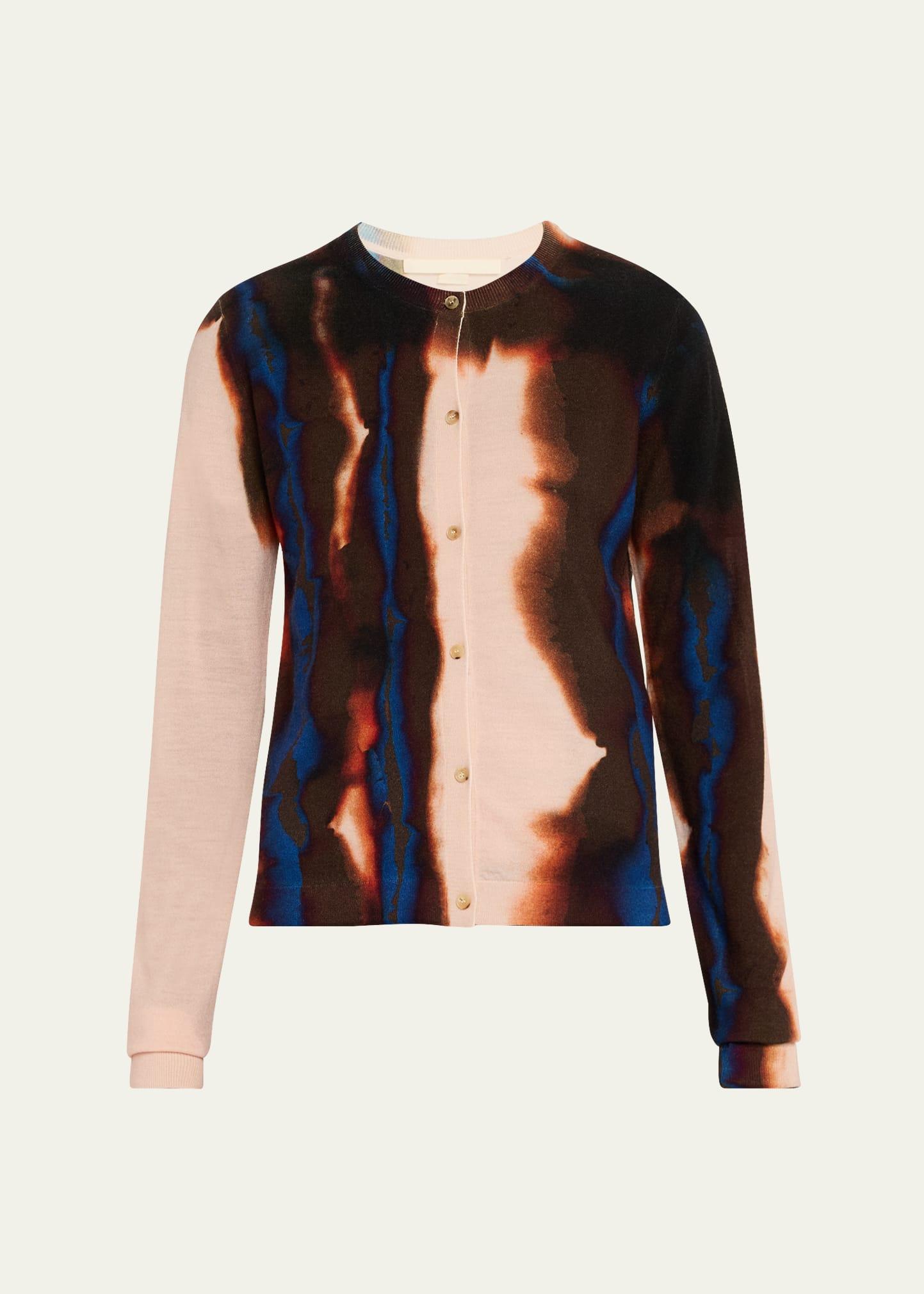 burned striped wool cardigan