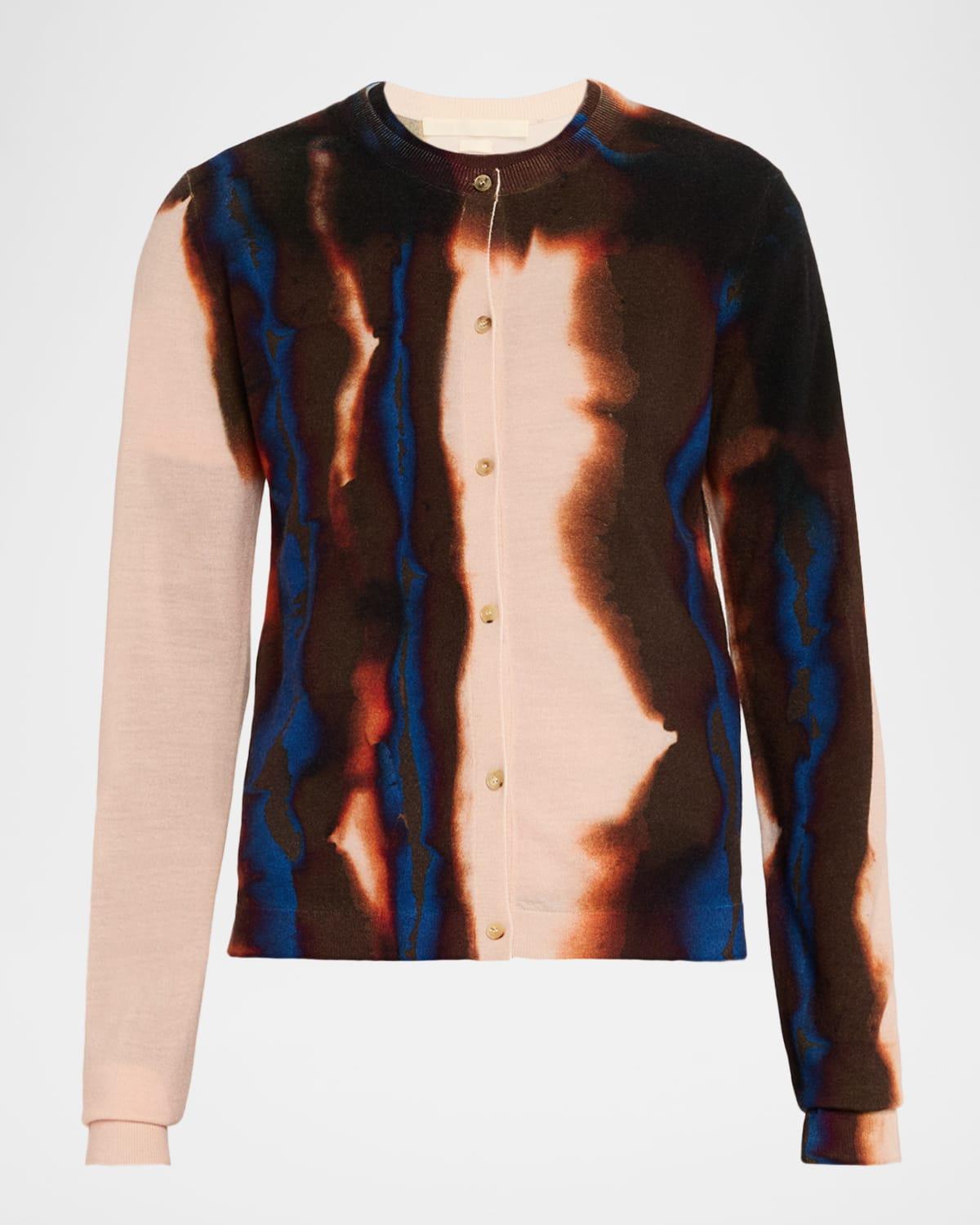 burned striped wool cardigan