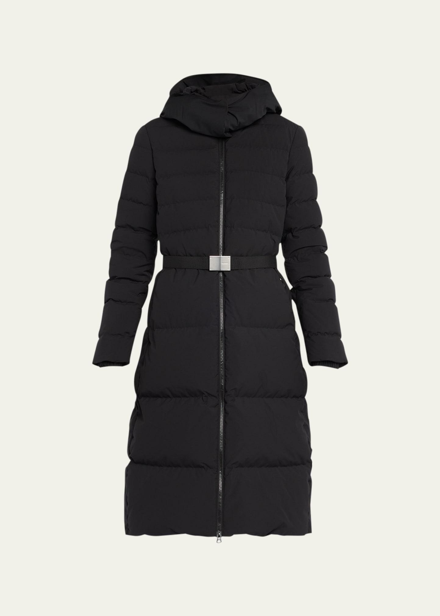 burniston belted horizontal puffer jacket