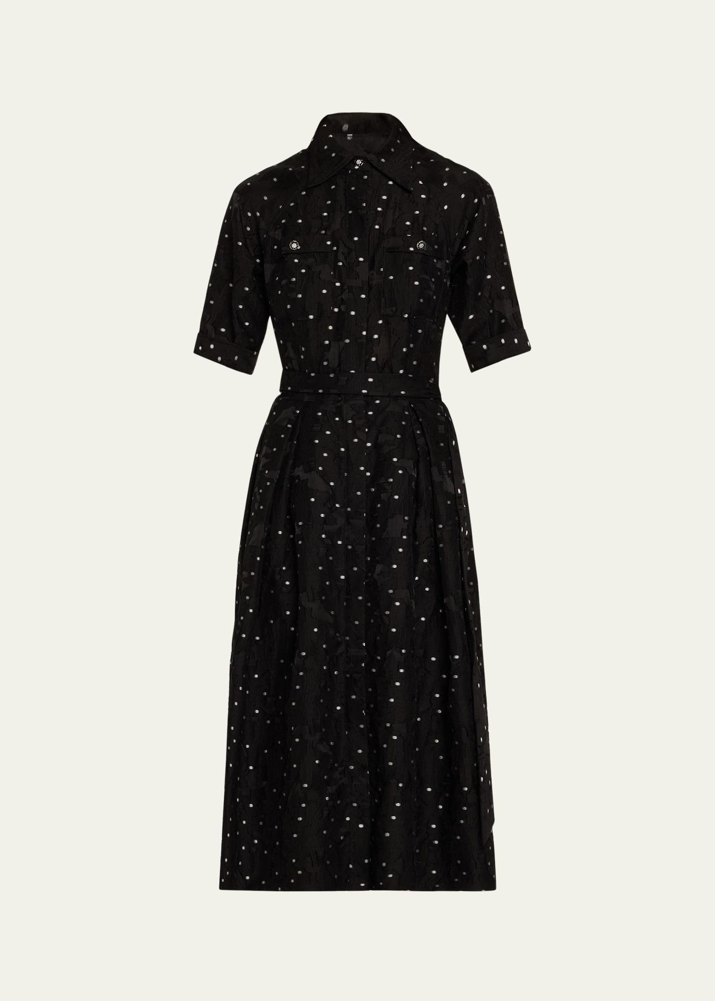 burnout polka dot midi shirtdress