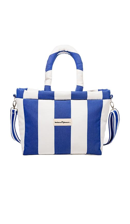 business & pleasure co. cloud cooler tote bag in blue.