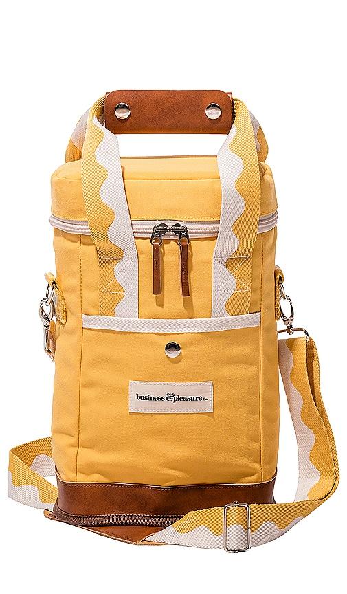 business & pleasure co. wine cooler tote bag in mustard.