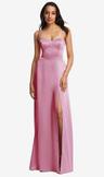 bustier a-line maxi dress with adjustable spaghetti straps