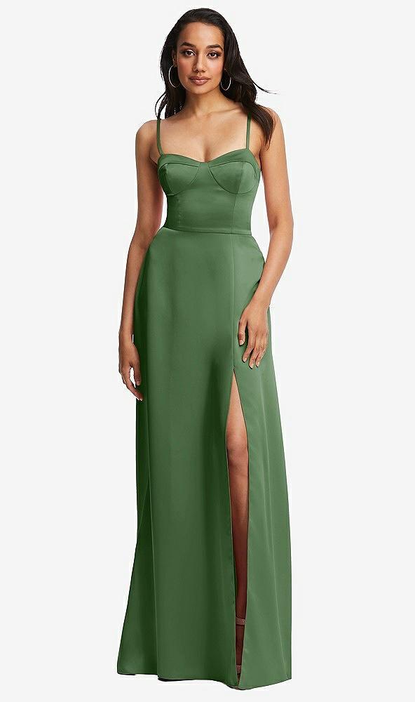 bustier a-line maxi dress with adjustable spaghetti straps