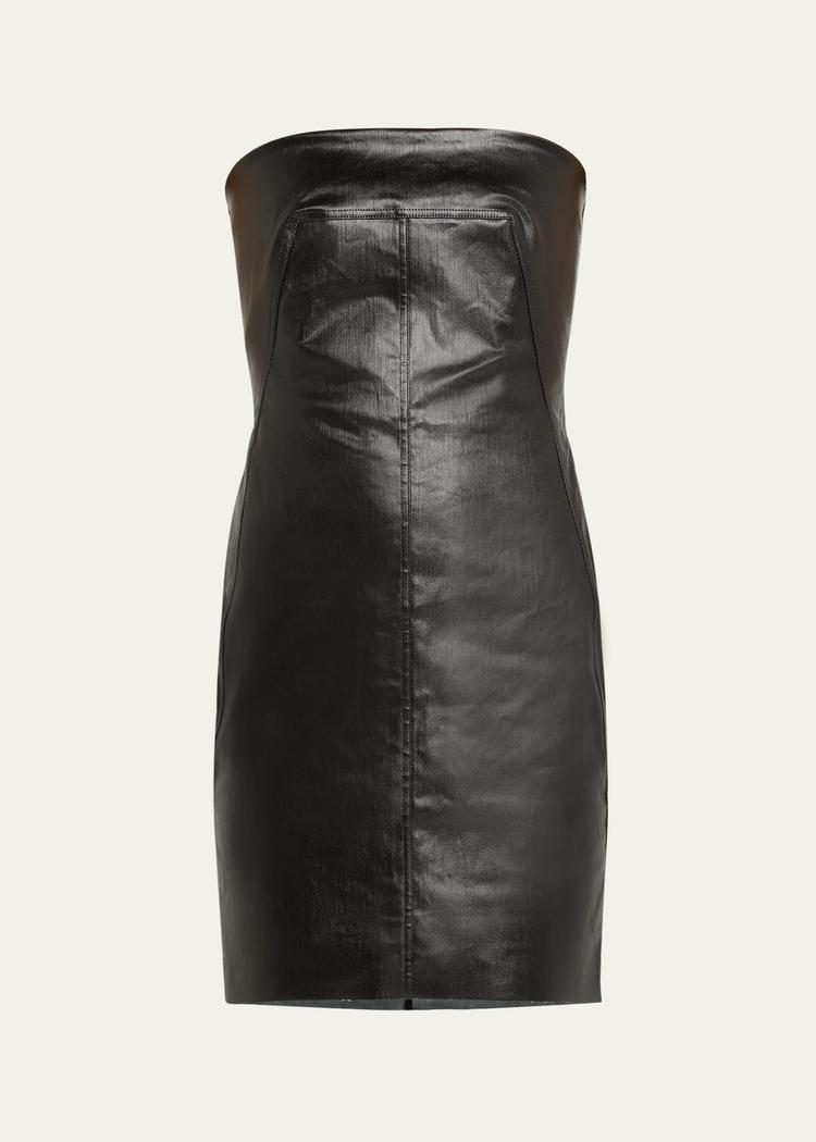 bustier coated denim mini dress
