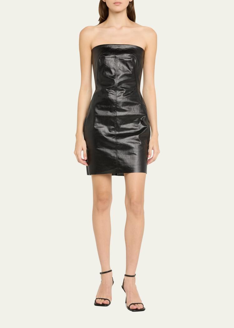 bustier coated denim mini dress