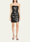 bustier coated denim mini dress