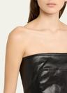 bustier coated denim mini dress