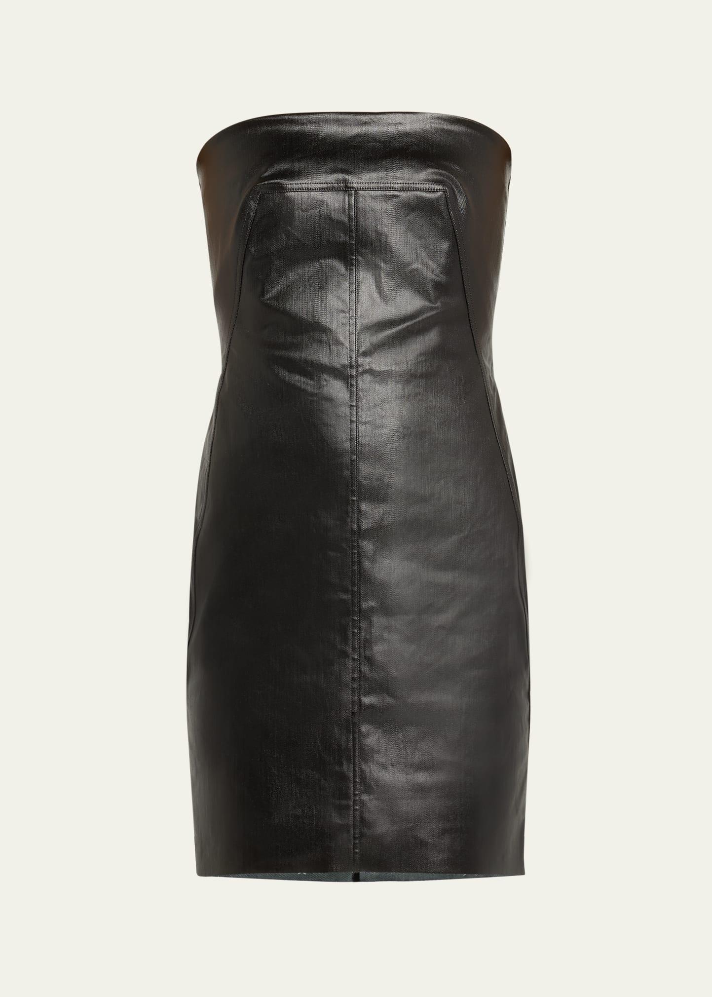 bustier coated denim mini dress
