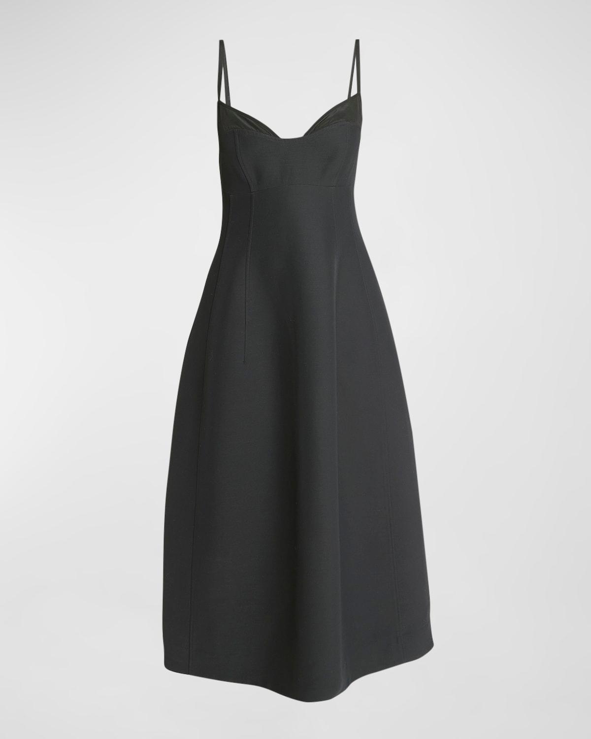 bustier cut sleeveless midi dress