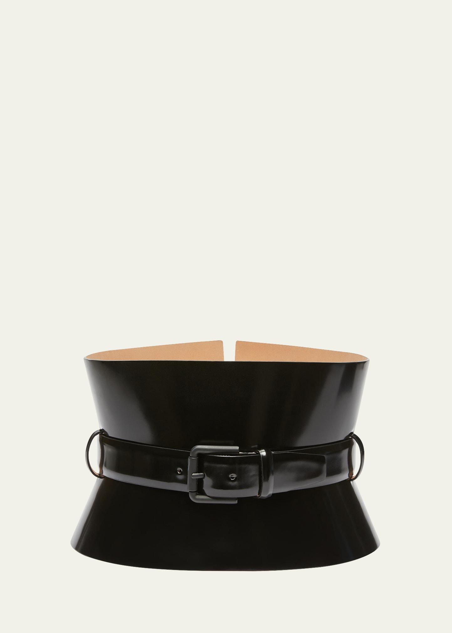 bustier patent leather belt