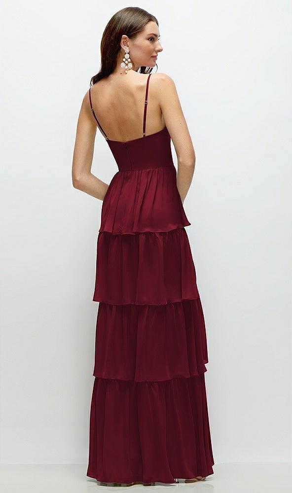 bustier-style chiffon tiered ruffle maxi dress with adjustable straps