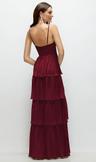 bustier-style chiffon tiered ruffle maxi dress with adjustable straps