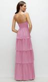 bustier-style chiffon tiered ruffle maxi dress with adjustable straps