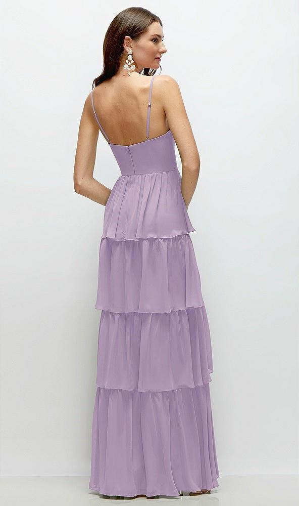 bustier-style chiffon tiered ruffle maxi dress with adjustable straps