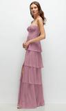 bustier-style chiffon tiered ruffle maxi dress with adjustable straps