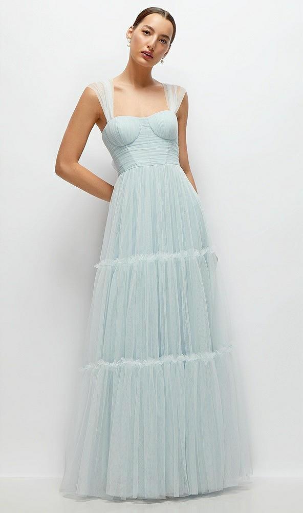 bustier-style neu tulle tiered maxi dress with convertible straps
