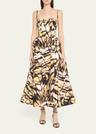 butterfly faille bustier tea-length dress