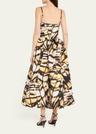 butterfly faille bustier tea-length dress