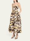 butterfly faille bustier tea-length dress