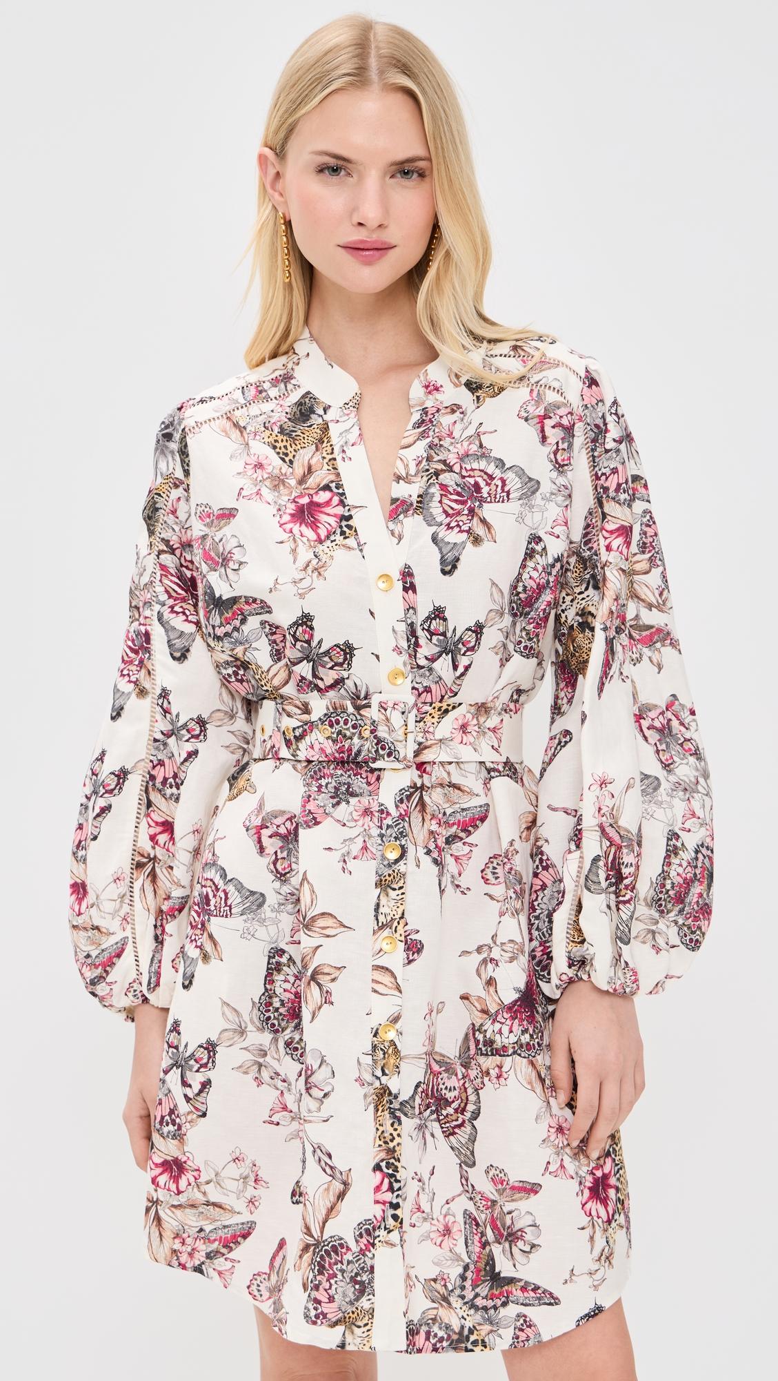 butterfly jungle shirt dress