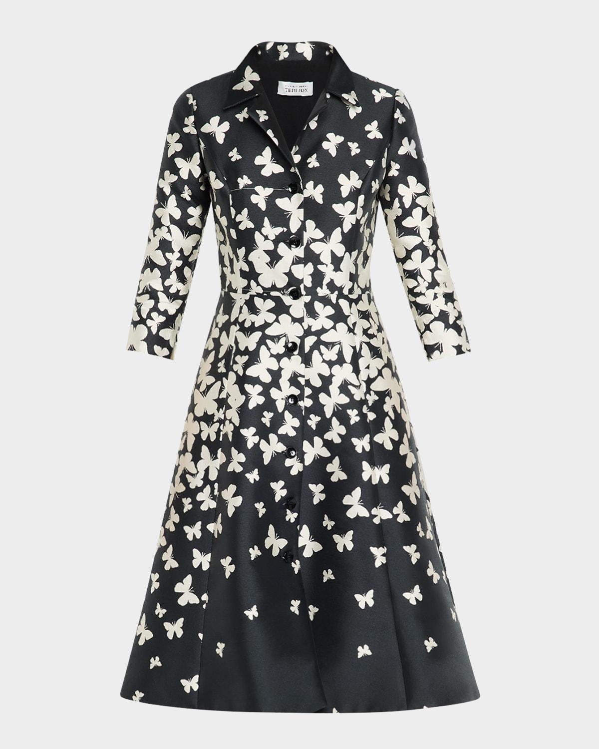 butterfly mikado midi shirtdress