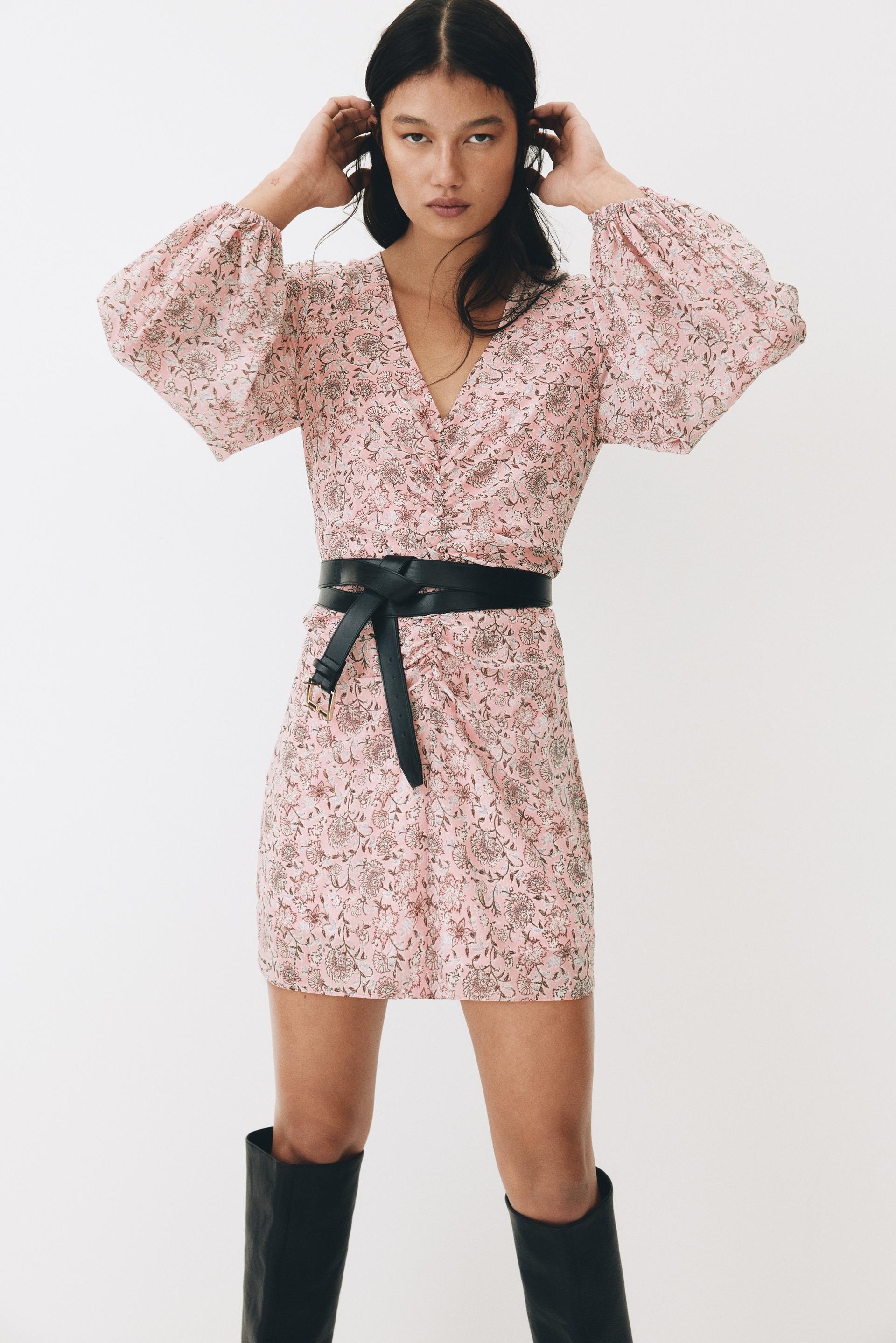 button-detail crinkled dress