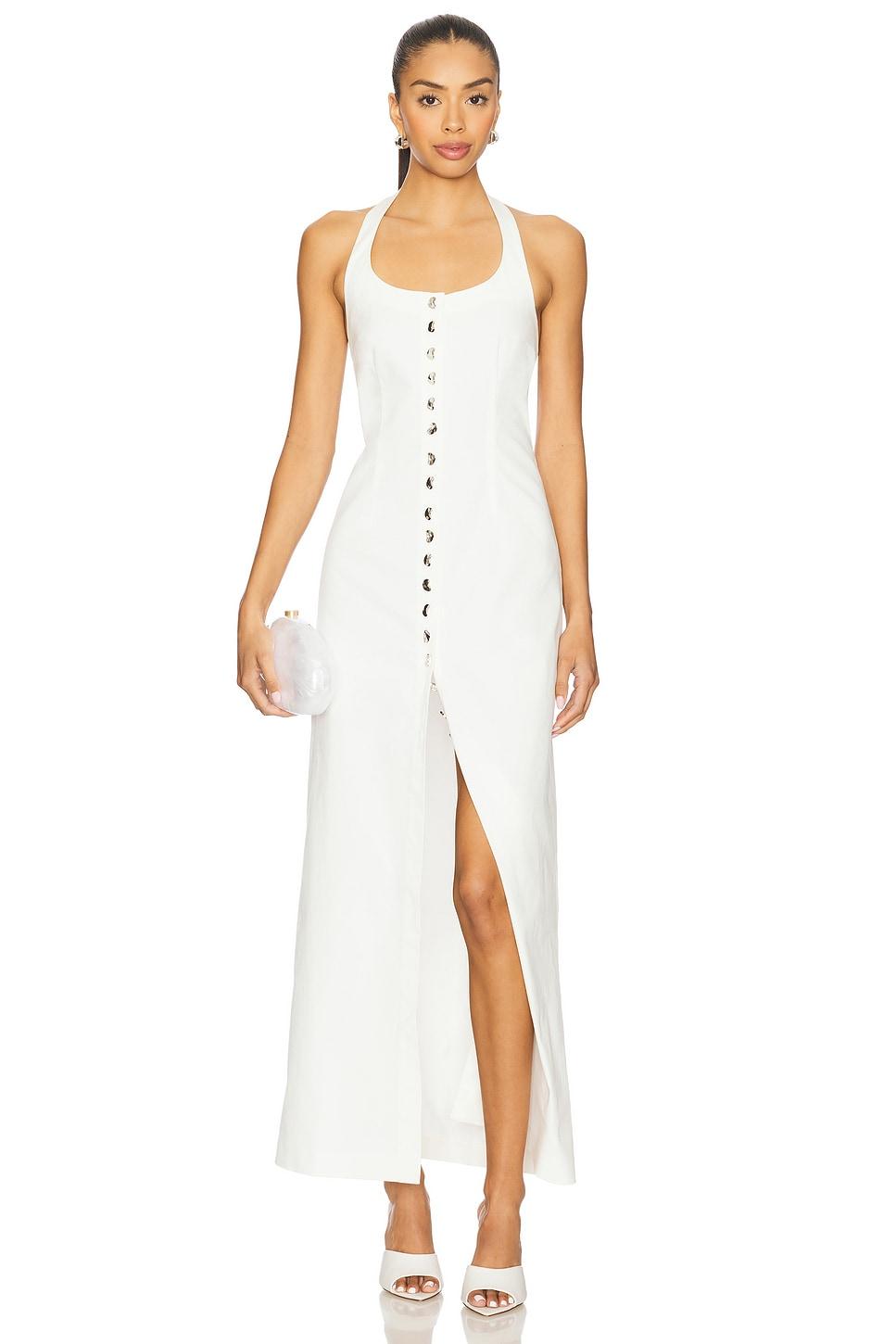 button detail midi dress