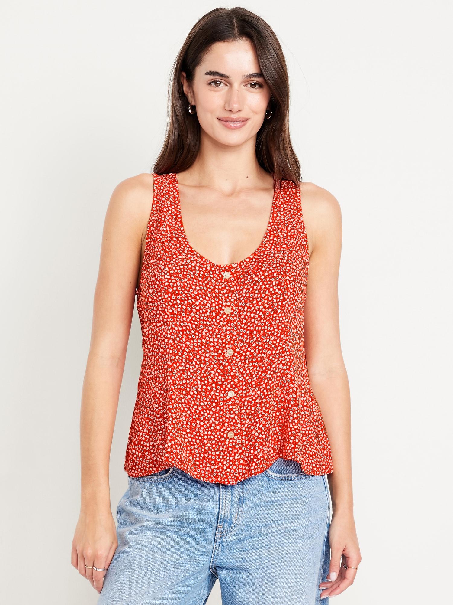 button-down crepe tank top