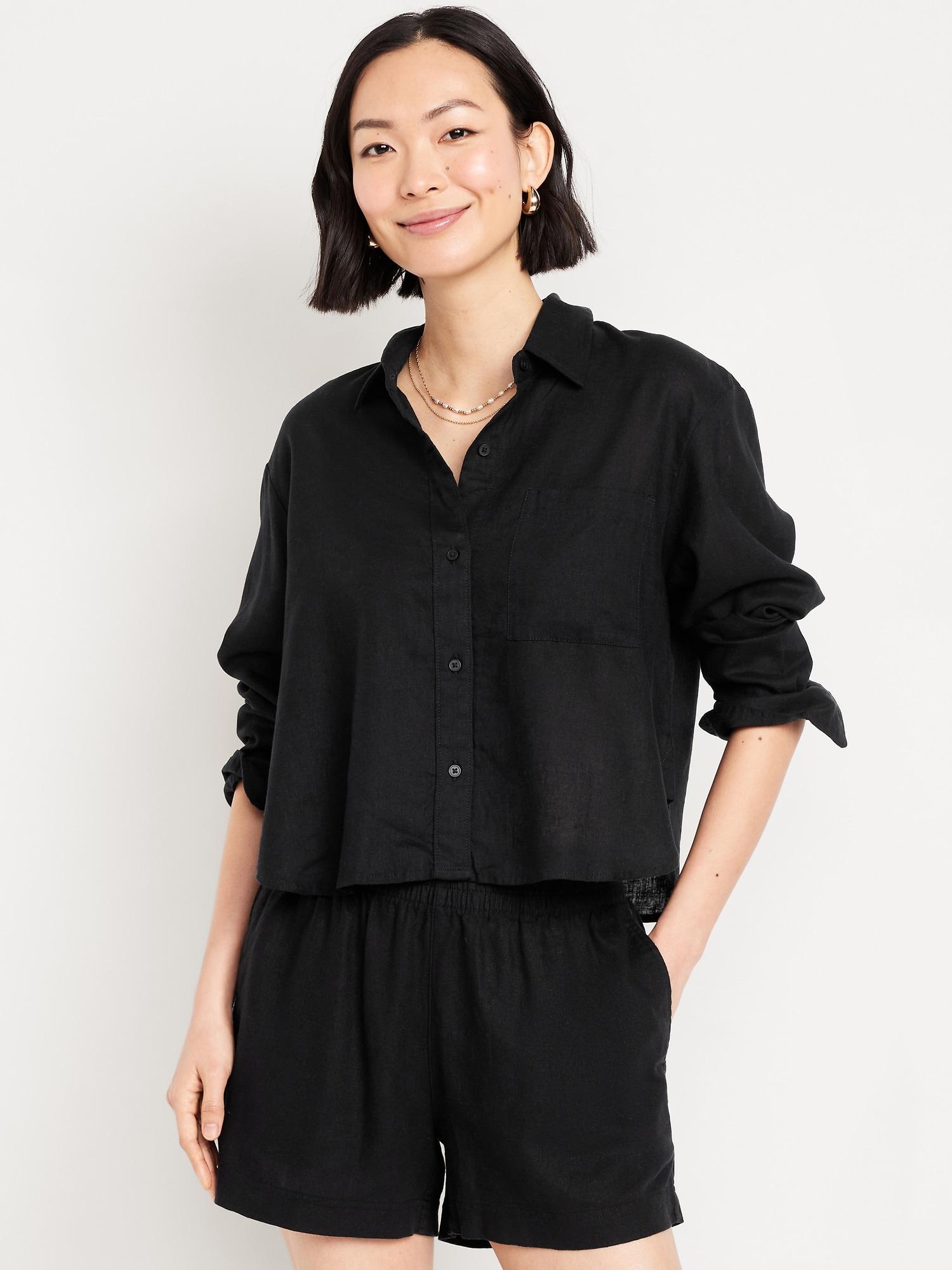 button-down crop shirt