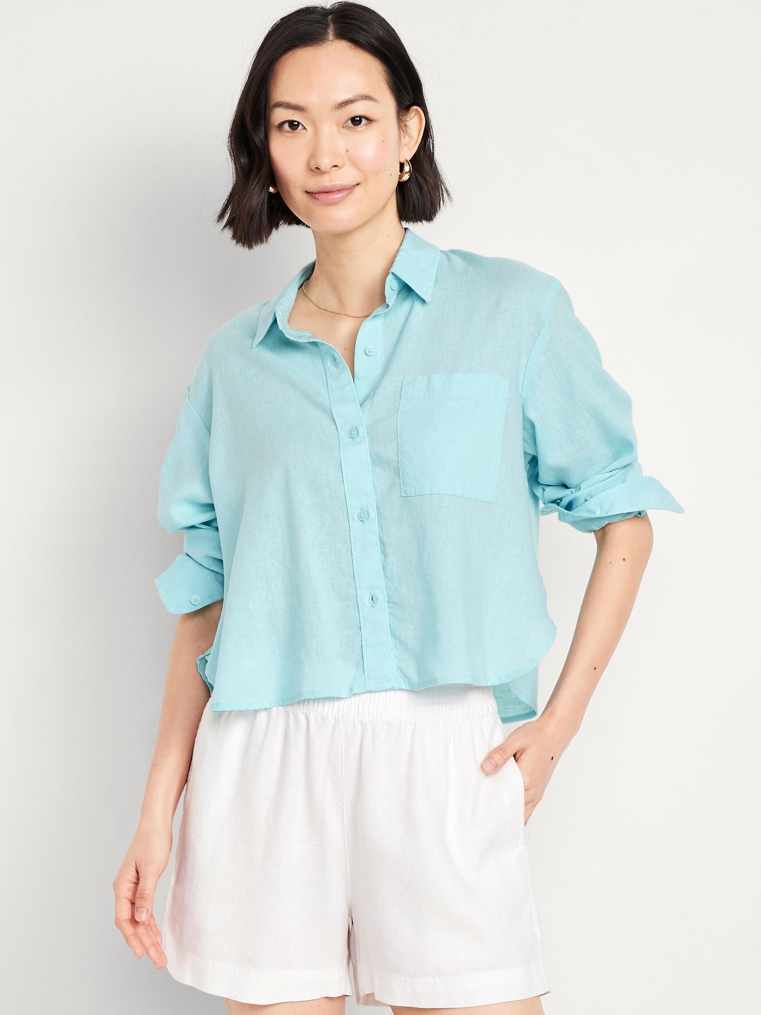 button-down crop shirt