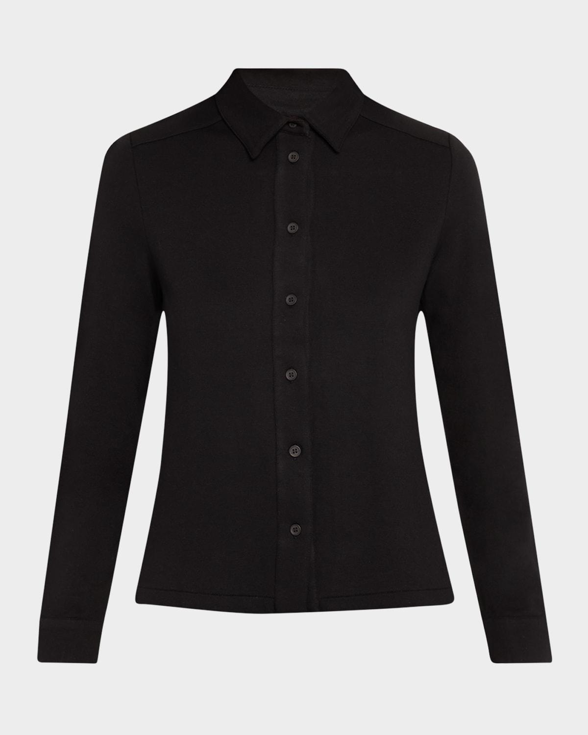 button-down french terry shirt