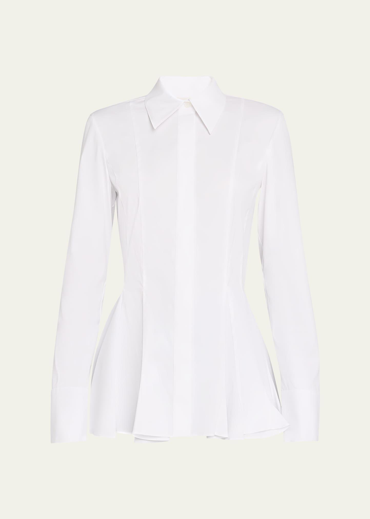 button-down godet peplum shirt