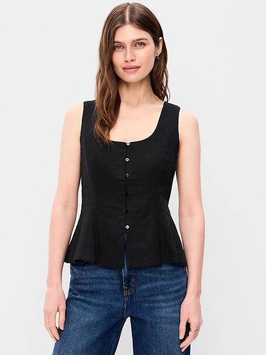 button-down linen swing top