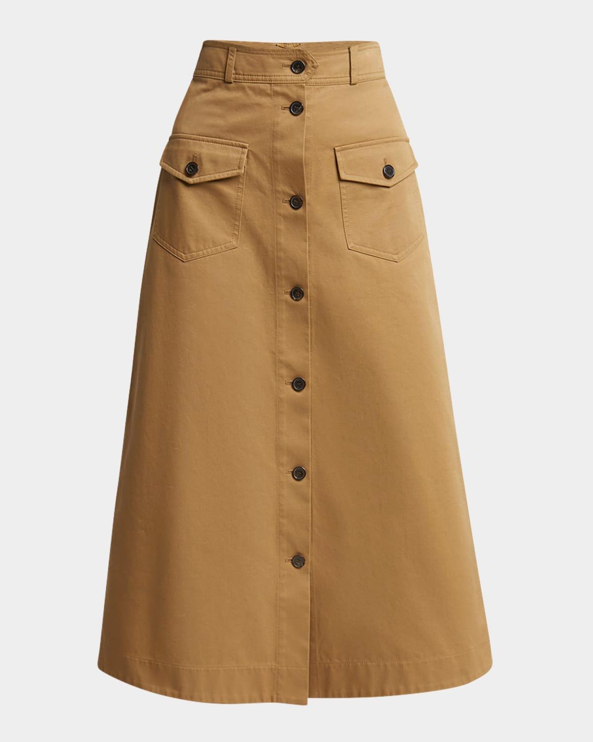 button down midi skirt