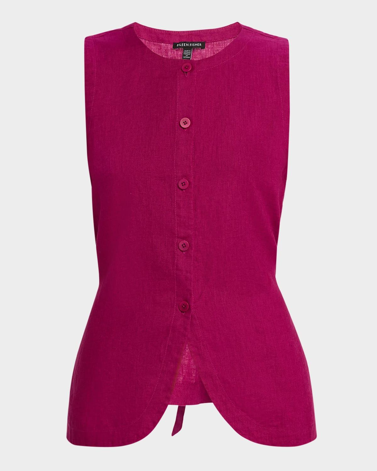 button-down organic linen vest