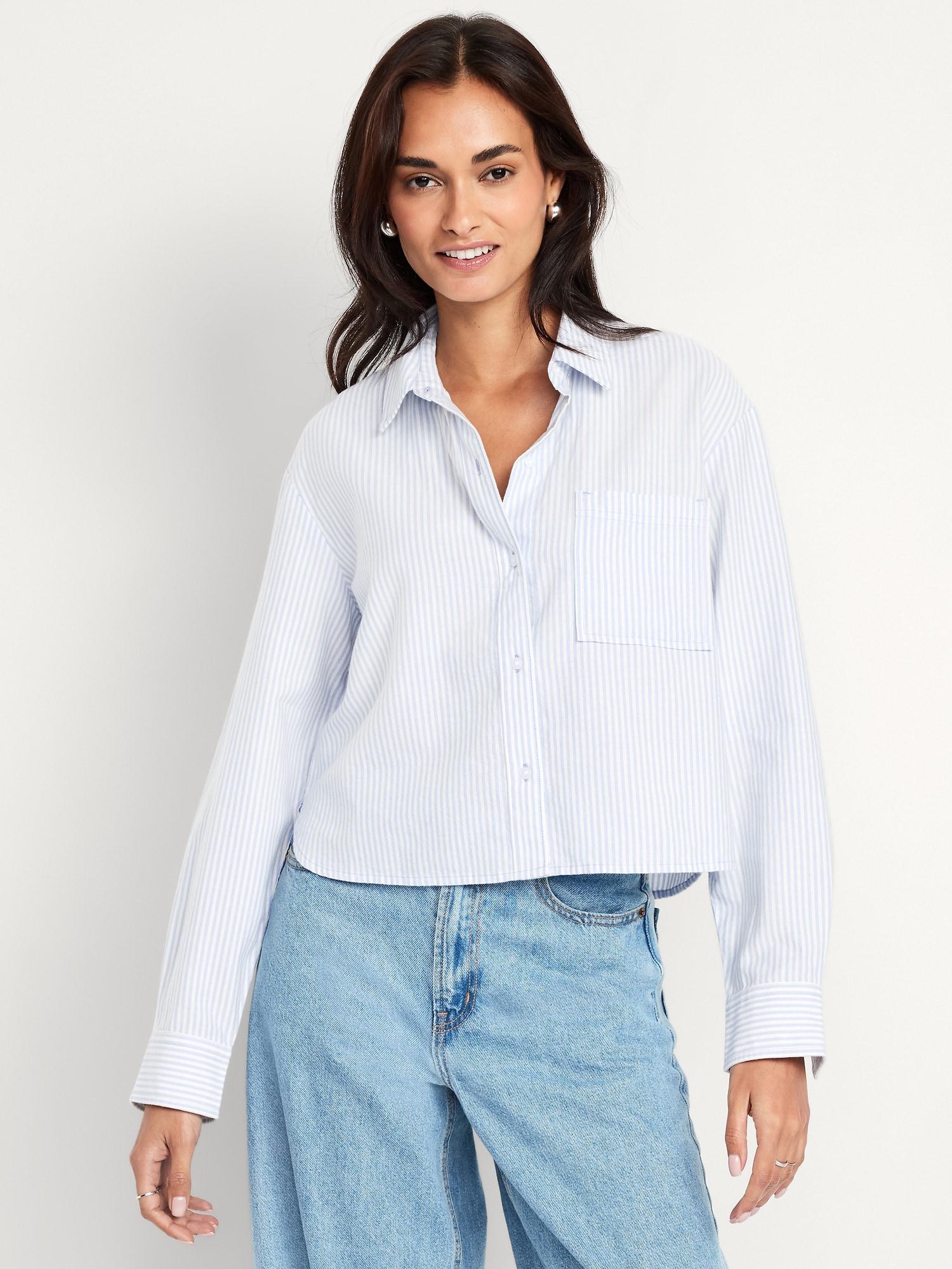 button-down oxford crop shirt
