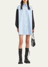 button-down poplin shirtdress with re-nylon sleeves
