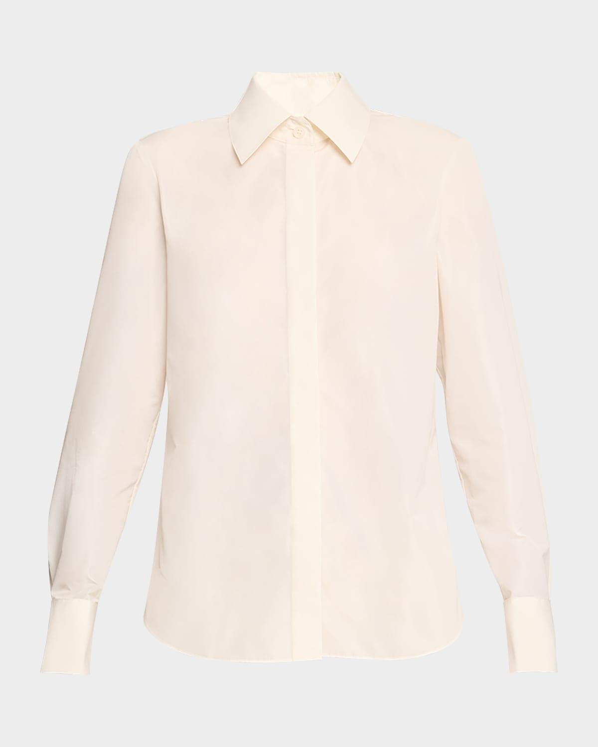 button-down recycled taffeta blouse