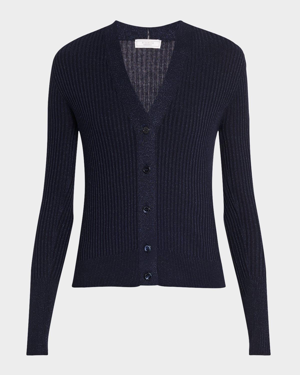 button-down rib knit cardigan