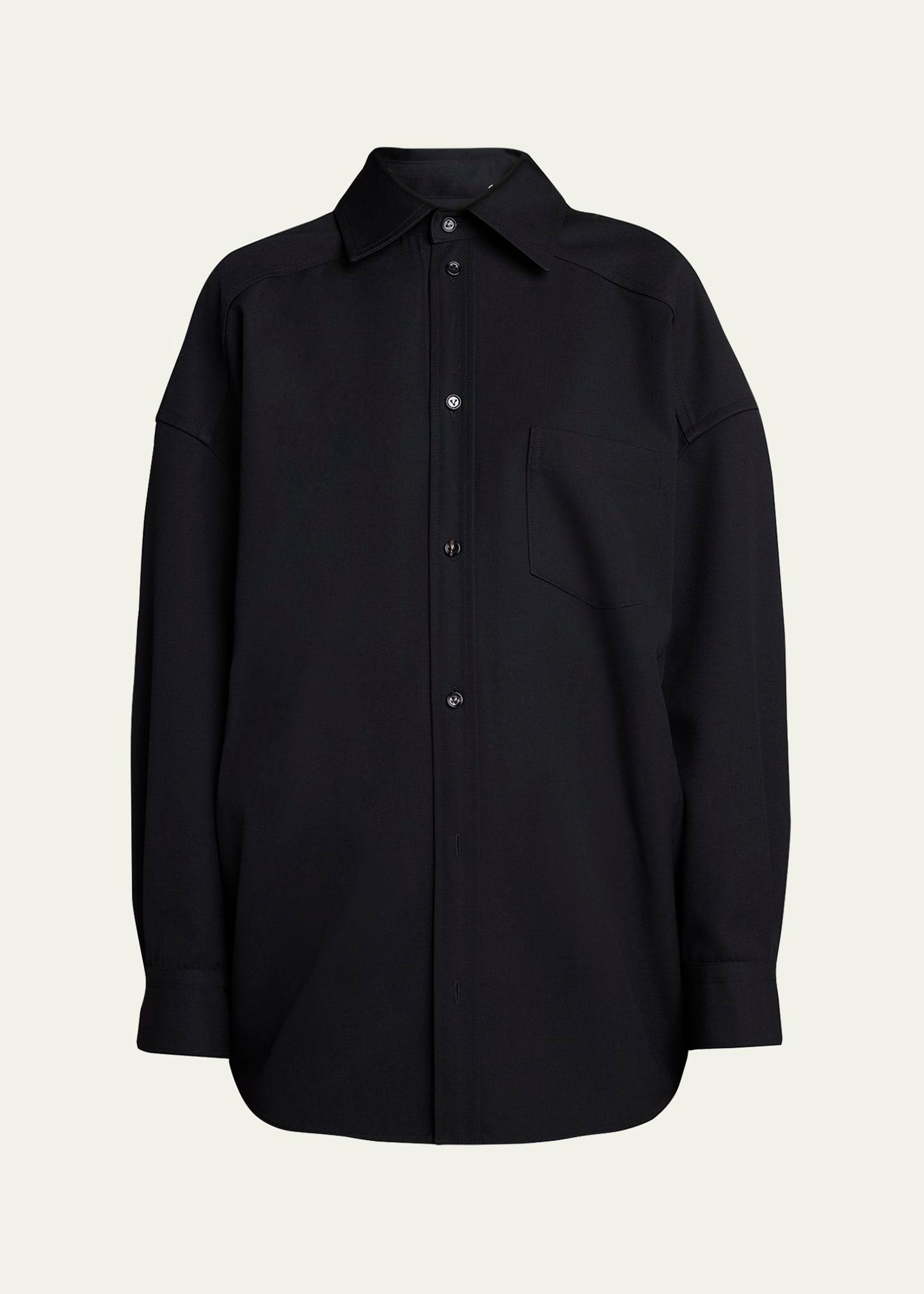 button down sartorial wool twill shirt