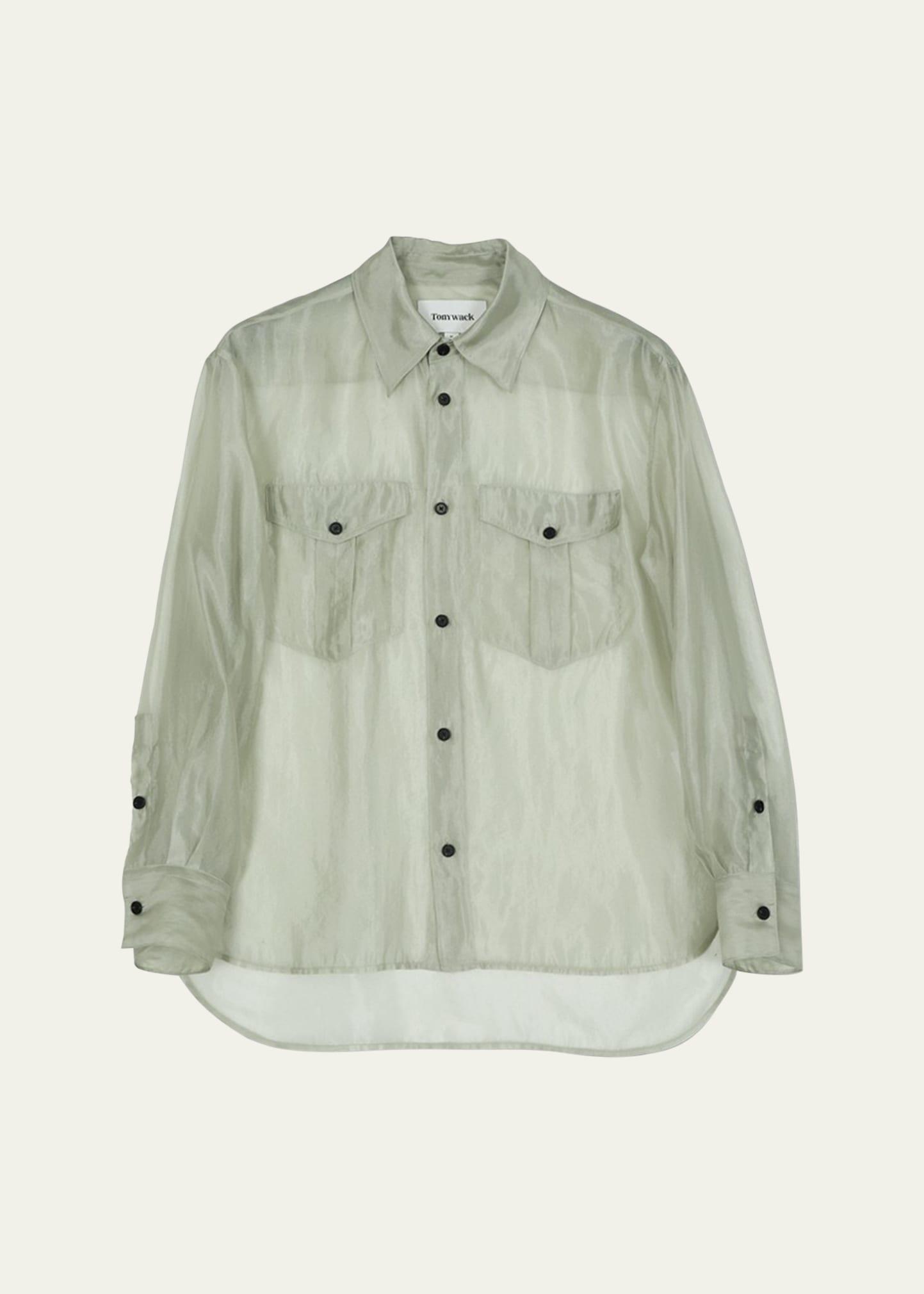 button-down sheer shirt
